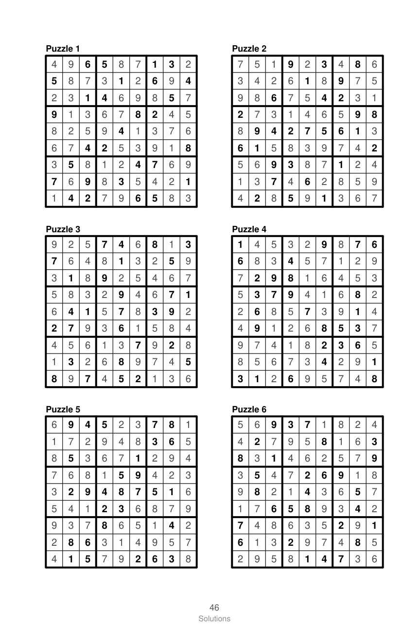 Sudoku solutions page