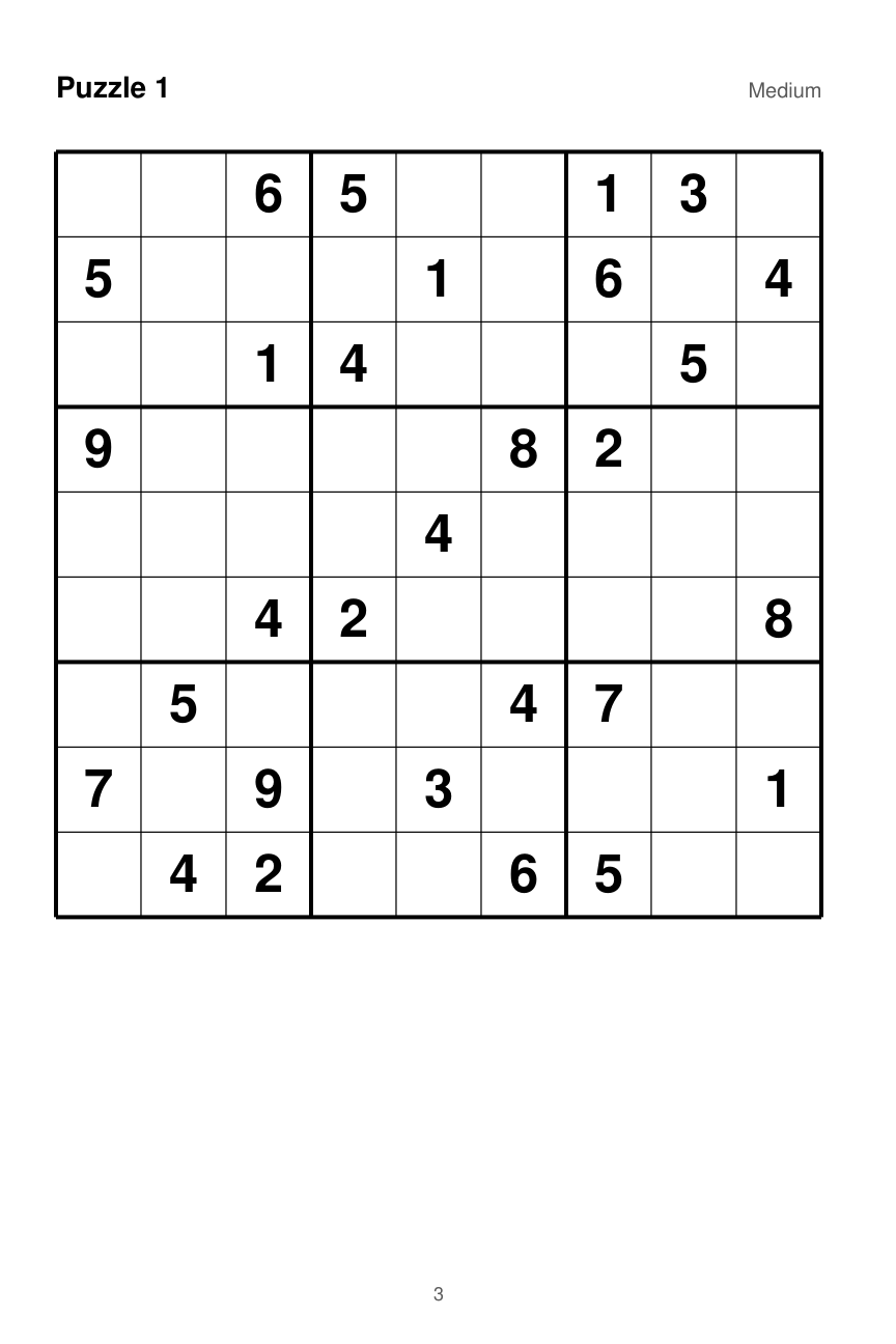 Sudoku puzzle page